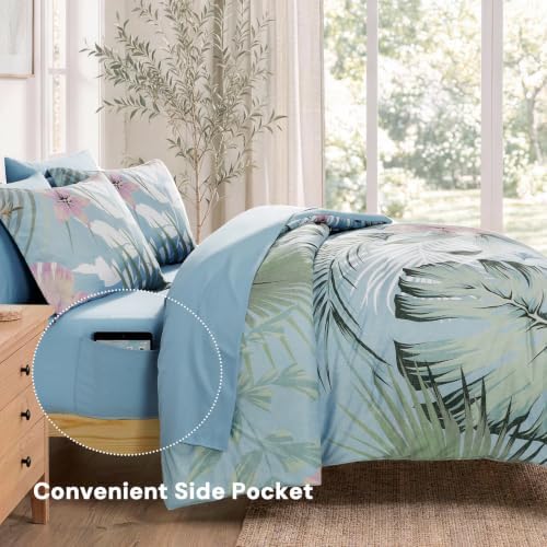 King Size Comforter Set - 7 Pieces Floral Bed in a Bag King Bedding Set
