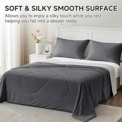 HOMFINE Cooling Comforter for Hot Sleepers Twin/Twin XL, Gray 60"x90"