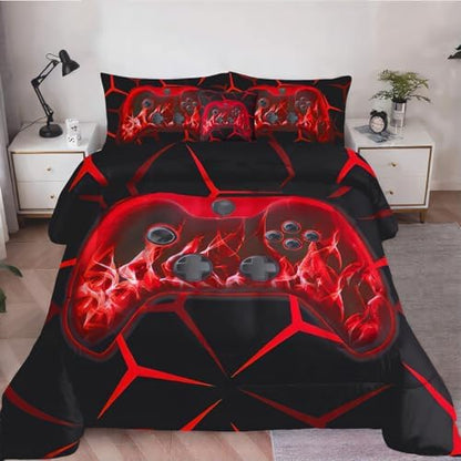 ZRNBAST 6 Pcs Bed in a Bag Full Size Bedding Gaming Comforter Set for Boys