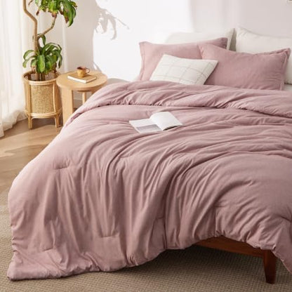 Bedsure Dusty Pink Queen Comforter Set, Cationic Dyed Bedding Set 3 Pcs