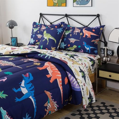 Dinosaur Comforter 6Pcs Wild Dino Bedding Twin for Kids Boys