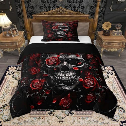 Feelyou Gothic Skull Comforter Set Twin Size Bedding Set