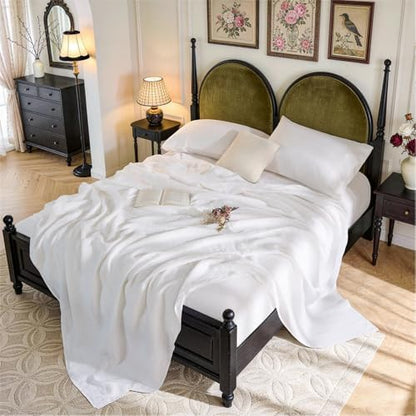 SONORO KATE 100% French Linen Twin Size Sheets Set,Natural Flax Bedding