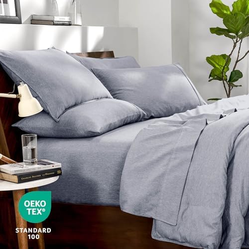 Bare Home Bed-in-A-Bag 7 Piece Set (Cal King, Heathered Midnight Blue)