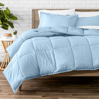Bare Home Queen Comforter Set - 1800 Ultra Soft (Queen, Light Blue)