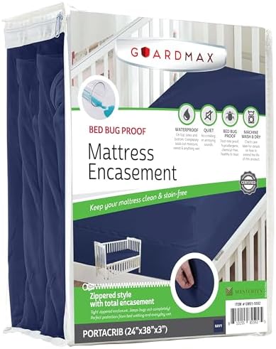Guardmax Portacrib Mattress Protector Zippered, Bed Bug Mattress Cover