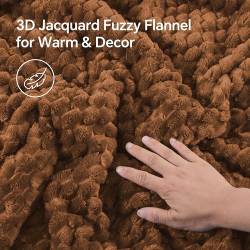 BEDELITE Fluffy Queen Comforter Set, Terracotta Fleece Bed Set 3 Pieces