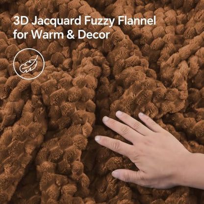 BEDELITE Fluffy Queen Comforter Set, Terracotta Fleece Bed Set 3 Pieces