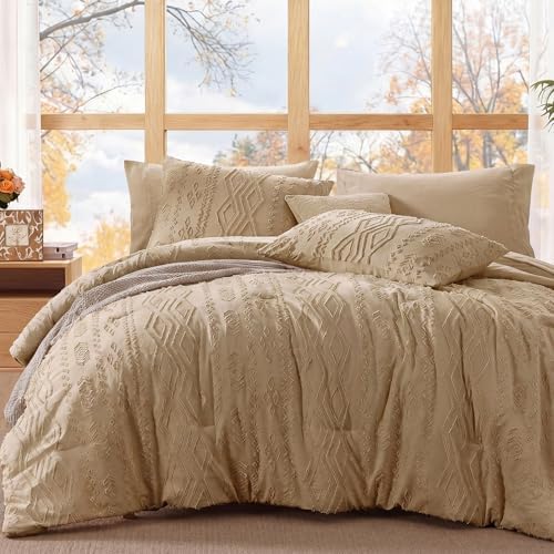 Full Size Comforter Set- 7 Pieces Tufted Bed in a Bag Full Bedding Sets