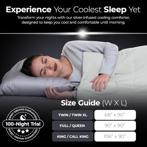 Silvery Cooling Comforter – Award-Winning Self-Cooling Blanket for Hot Sleepers with Self-Cleaning NEW, (Arctic White, Twin, Twin XL)