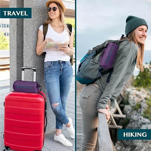 PAVILIA Travel Blanket Airplane Compact with Bag Lightweight, Purple