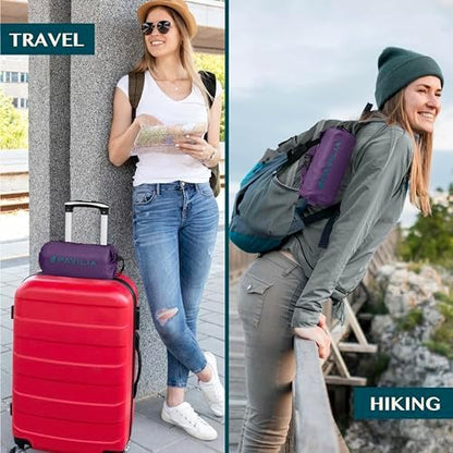 PAVILIA Travel Blanket Airplane Compact with Bag Lightweight, Purple