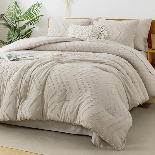 Litanika Oatmeal Twin/Twin XL Comforter Set - 5 Pieces Boho Bed in a Bag
