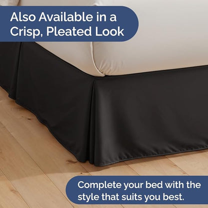 Bedskirt Twin Size Ruffle - 12 inch Drop Dust Ruffle Bed Skirt with Platform - Ultra-Soft, Easy Fit, Premium Hotel Quality - Wrinkle, Fade & Shrink Resistant - for Women, Men, Kids and Teens - Black