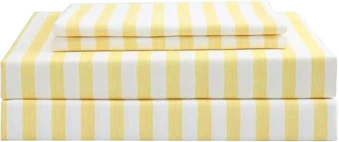 Best Season 3 Piece Stripe Microfiber Stripe Sheet Set - Super Soft Luxury Hotel Deep Pocket,Stain, Fade & Wrinkle Resistant Bedding Set (Yellow,Twin Size)