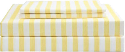 Best Season 3 Piece Stripe Microfiber Stripe Sheet Set - Super Soft Luxury Hotel Deep Pocket,Stain, Fade & Wrinkle Resistant Bedding Set (Yellow,Twin Size)