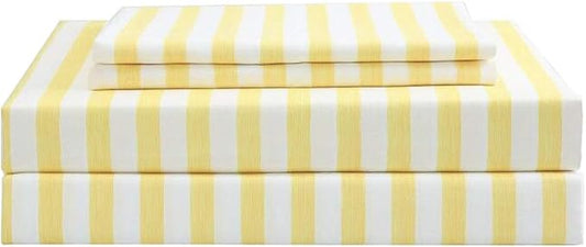 Best Season 3 Piece Stripe Microfiber Stripe Sheet Set - Super Soft Luxury Hotel Deep Pocket,Stain, Fade & Wrinkle Resistant Bedding Set (Yellow,Twin Size)