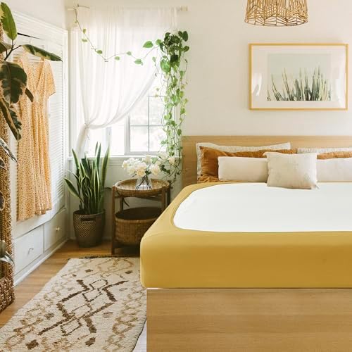 Box Spring Cover King Size-Gold Stretch Wrap Around 4 Sided Bed Skirt