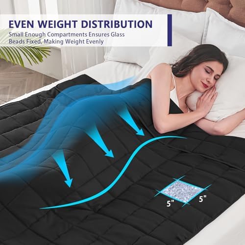 yescool King Size Weighted Blanket for Adults 30lbs, 88” x 104”, Black