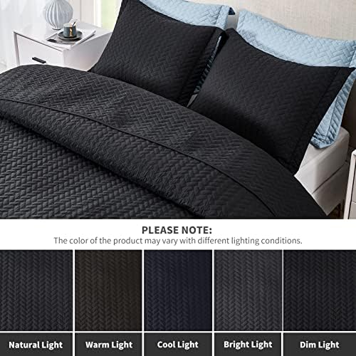 Maple&Stone Black Quilt Set King Size, Lightweight Bedspread