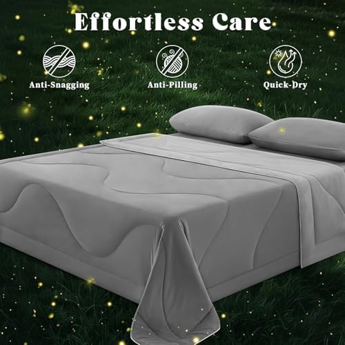 Cooling Comforter Queen Size for Hot Sleepers，90″x108″, Light Grey