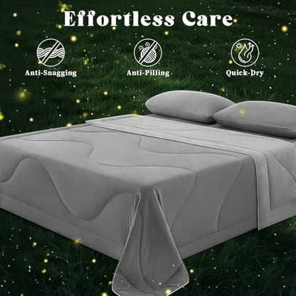 Cooling Comforter Queen Size for Hot Sleepers，90″x108″, Light Grey