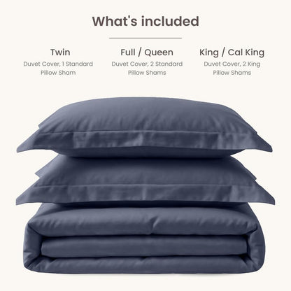 BIOWEAVES 100% Organic Cotton Twin/Twin XL Duvet Cover Set, 2-Piece, 300 Thread Count Sateen Weave GOTS Certified Comforter Cover with Buttoned Closure and 1 Pillow Sham – Mineral, 66x90 inches
