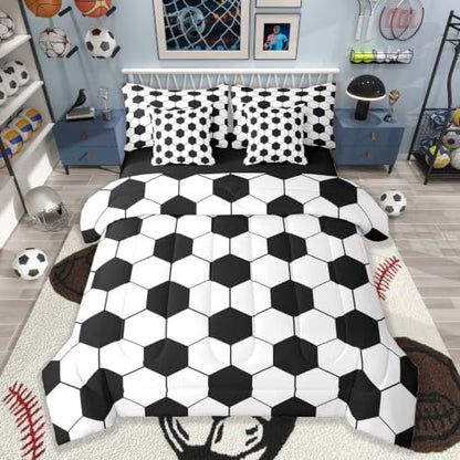 Feelyou Soccer Comforter Set with Sheets 7 Piece Full Size