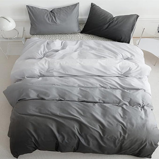 CLOTHKNOW Grey Silver Queen Comforter Set Gray Gradient Bedding Sets Grey Tone Comforter Queen with 2 Pillow Cases