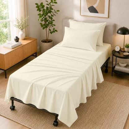 Cottingon 4 PC Cot Sheet Set 33"X75", Egyptian Cotton, Ivory