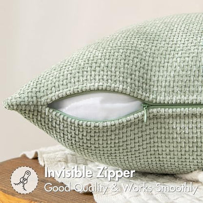 MIULEE Decorative Couch Throw Pillow Covers 18x18 Inch Light Green 2 Pack