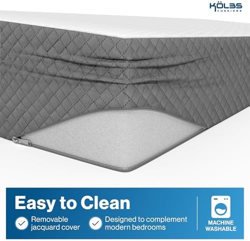 Kolbs Bed Wedge Pillow for Sleep Apnea, Acid Reflux and Back Pain Relief, Anti Snore Pillow, Premium Foam Wedge Cushion with Chic Jacquard Cover - Headboard Wedges for Sleeping (5" Gentle Incline)