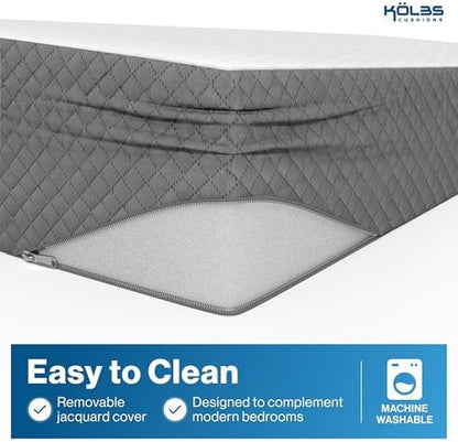 Kolbs Bed Wedge Pillow for Sleep Apnea, Acid Reflux and Back Pain Relief, Anti Snore Pillow, Premium Foam Wedge Cushion with Chic Jacquard Cover - Headboard Wedges for Sleeping (5" Gentle Incline)
