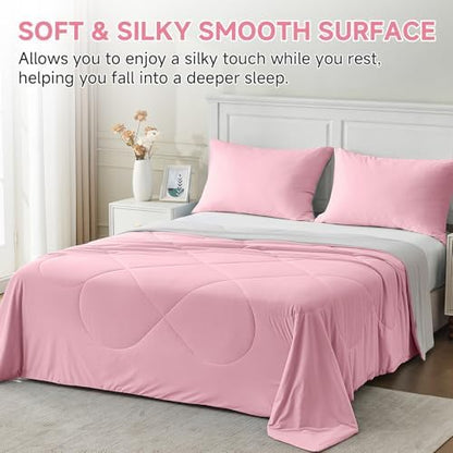 HOMFINE Cooling Comforter for Hot Sleepers King/Cal King, Pink 108"x90"