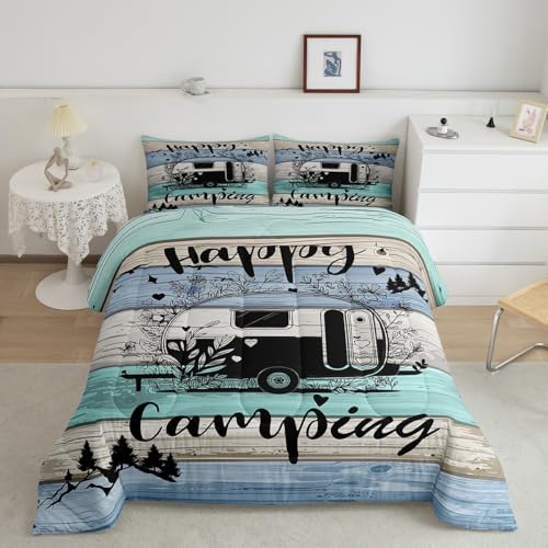 Feelyou Happy Camping Decor Bedding Set Kids Boys Girls Full Size