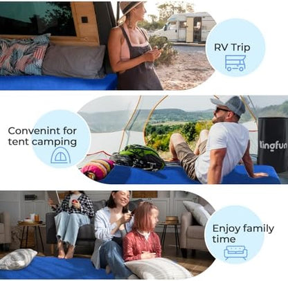 Kingfun 3 Inch CertiPUR-US Memory Foam Camping Mattress Pad, Waterproof Roll up Sleeping Pad, Thick Floor Sleeping Mats for Tent with Removable Travel Bag