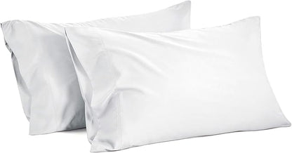 BEDELITE Standard Pillow Cases Set of 2, Rayon Derived from Bamboo, Cooling Pillow Cases for Hot Sleepers & Night Sweats, Breathable Silky Soft Envelope Pillowcases(White, 20"x26")