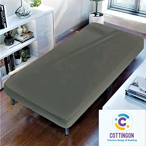 1 PC Cot Size 28" x 75" Fitted Sheet Only, 100% Egyptian Cotton, Dark Grey