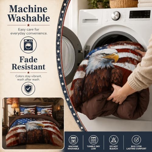 CCoutueChen American Flag Eagle Comforter Set Queen for Camo Patriotic