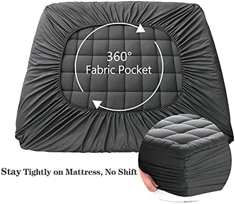 EASELAND California King Mattress Pad Pillow Top Mattress Topper Dark Grey