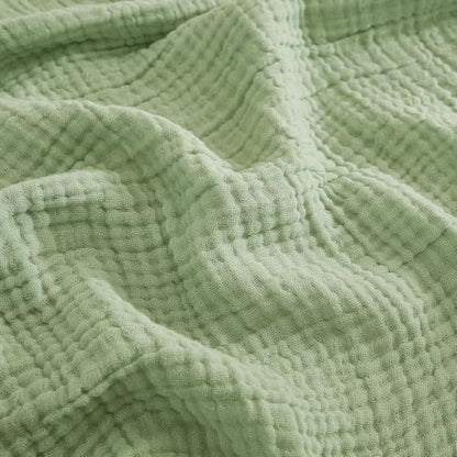 EMME Cotton Muslin King Blanket 4 Layer, Ultra Soft Breathable Bed Layering Bedspread Coverlet Breathable Gauze Lightweight (Sage Green, 108"x90")