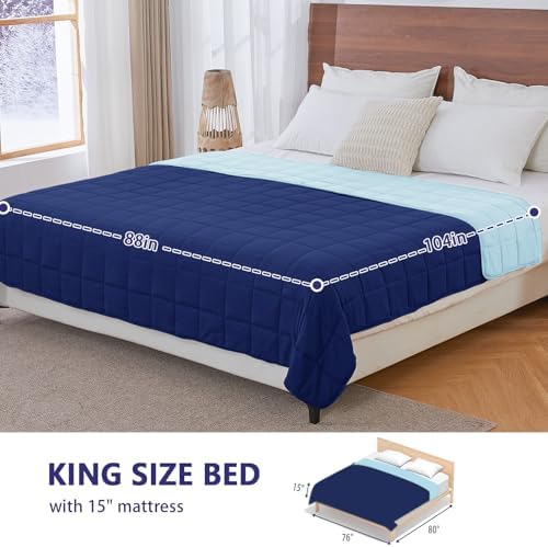 yescool King Size Weighted Blanket 20lbs, 88” x 104”, Navy & Blue