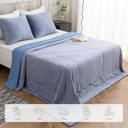 CHOSHOME Cooling Comforter Cooling Blanket, Q-Max 0.45 Cool Sleeping Summer Blanket for Hot Sleeper Night Sweats, Cal King 96" x 102", Blue