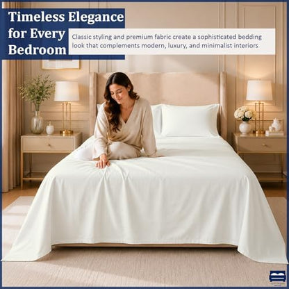4 Piece Three Quarter Sheets Fits 16" Deep, Egyptian Cotton, Ivory