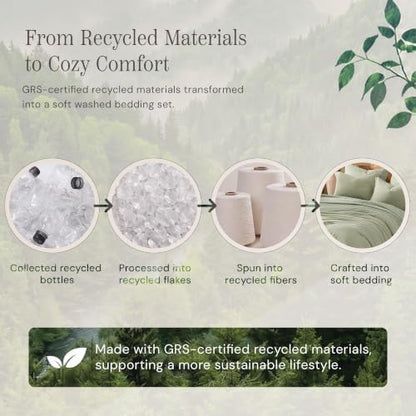 Queen Comforter Set with Sheets-7 Pieces Soft Recycled Bed in a Bag Bedding