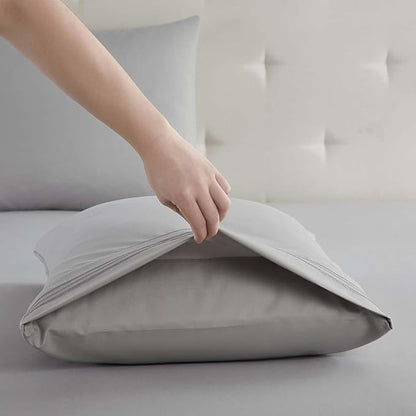 Clara Clark Bed Linen Set, Short Queen, 6 Piece, Microfiber, Silver
