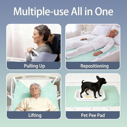 Positioning Bed Pads with 8 Handles for Elderly Adults 34"x52"-1 Pack