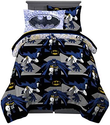 Franco Kids Bedding Super Soft Comforter and Sheet Set with Sham, 5 Piece Twin Size, Batman
