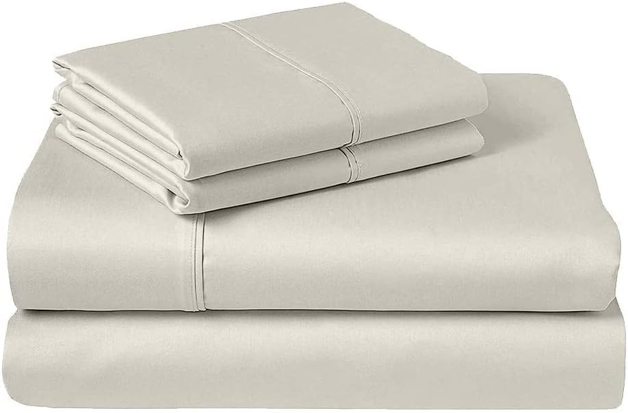 ROYAL BLISS TOP Split King Royal Collection 1900 Egyptian Cotton Bamboo Quality Bed Sheet Set with 1 Fitted Sheet with 36in Split TOP, 1 King Flat and 2 King P/Cases.No Wrinkle (Tan/ Cream)