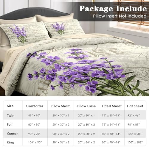 Pamnest King Comforter Set with Sheets, 7 Pieces Purple Lavender Bedding